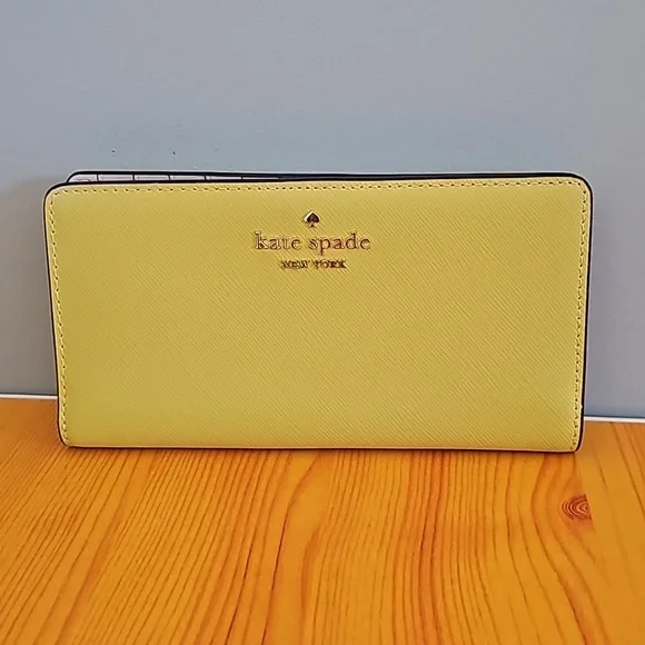 Kate Spade Madison Large Slim Bifold Wallet, Lime Slice - Picture 4 of 8